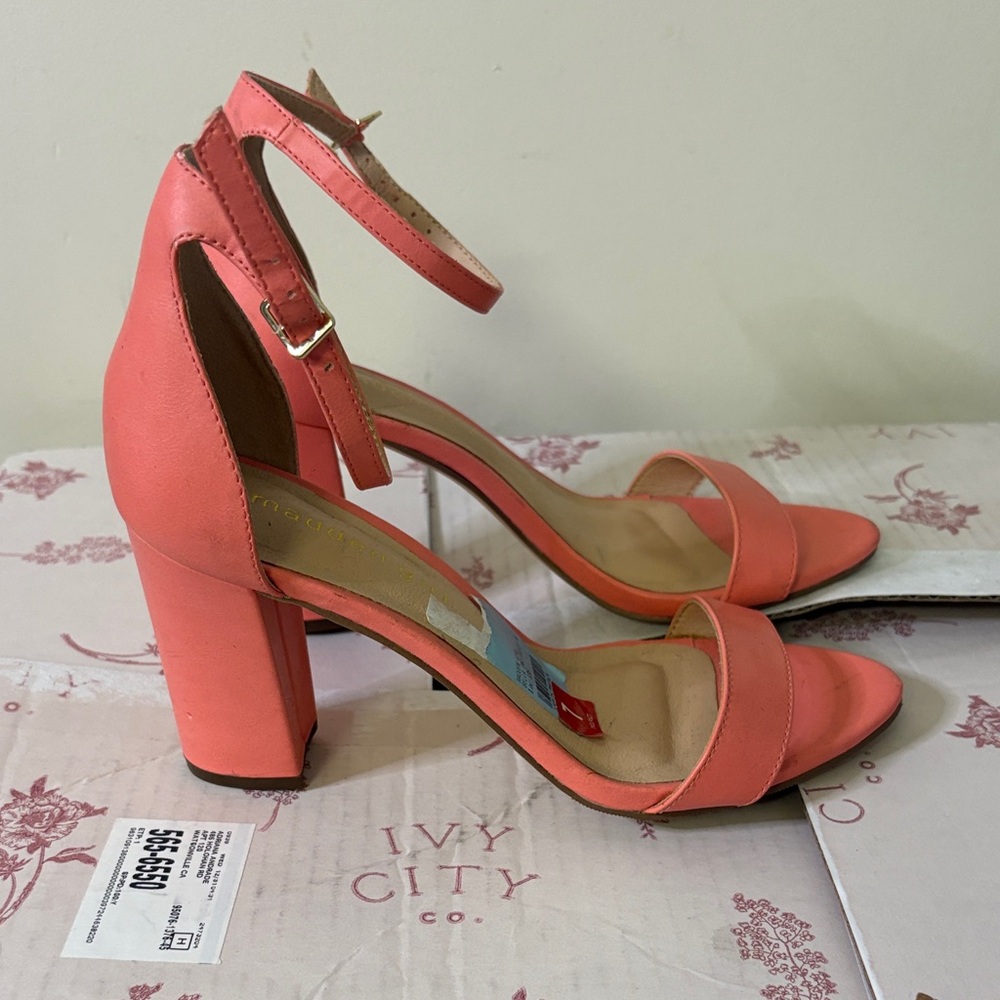 Macy's Coral Block Heel Sandals